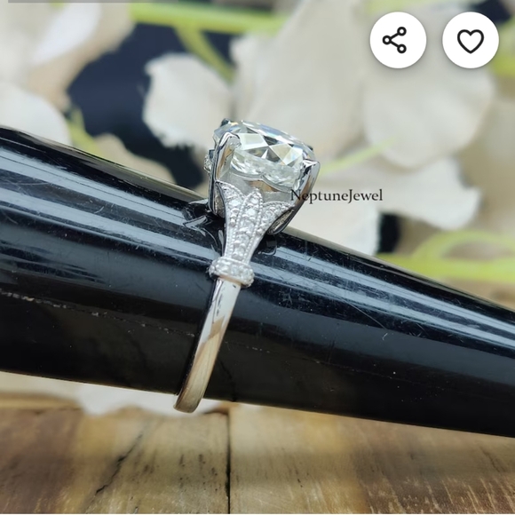 NWOT Moissanite 10MM Round Diamond / 925 Silver Vintage - Picture 10 of 16